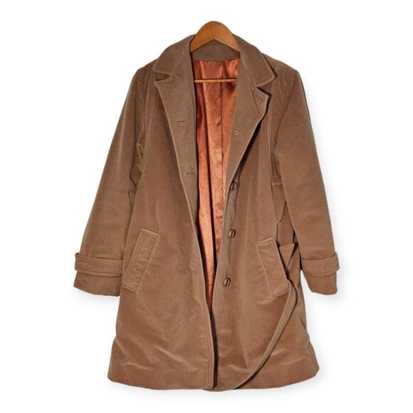 Juli De Roma Jackets & Blazers - Juli De Roma Tan Man Made Cashmere 3/4 Length Coat Size Medium/Large USA Made